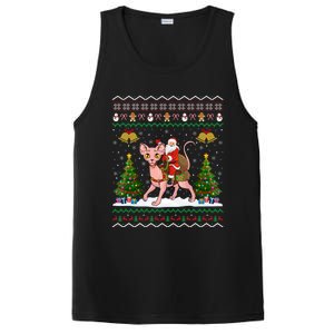 Santa Riding Sphynx Cat Christmas Ugly Sphynx Cat Xmas Gift PosiCharge Competitor Tank