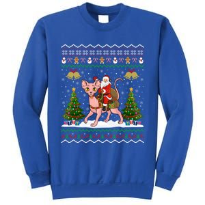 Santa Riding Sphynx Cat Christmas Ugly Sphynx Cat Xmas Gift Sweatshirt