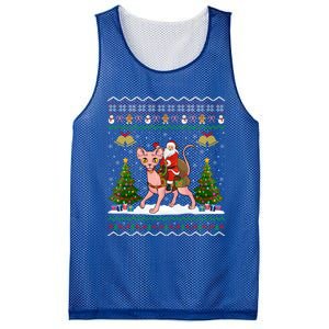 Santa Riding Sphynx Cat Christmas Ugly Sphynx Cat Xmas Gift Mesh Reversible Basketball Jersey Tank