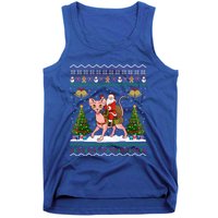 Santa Riding Sphynx Cat Christmas Ugly Sphynx Cat Xmas Gift Tank Top