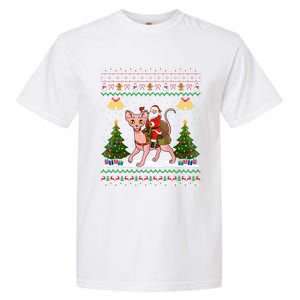 Santa Riding Sphynx Cat Christmas Ugly Sphynx Cat Xmas Gift Garment-Dyed Heavyweight T-Shirt