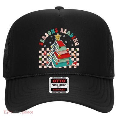 Seasons Reading School Librarian Christmas Librarian Xmas Meaningful Gift High Crown Mesh Back Trucker Hat