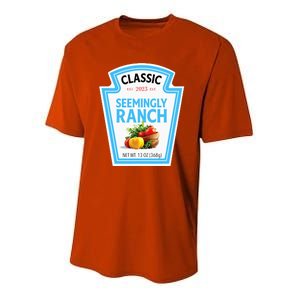 Seemingly Ranch Sauce Dressing Halloween Costume Matching Youth Performance Sprint T-Shirt