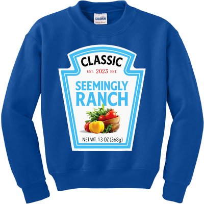 Seemingly Ranch Sauce Dressing Halloween Costume Matching Kids Sweatshirt