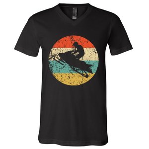 Snowmobile Retro Style Snowmobiling V-Neck T-Shirt