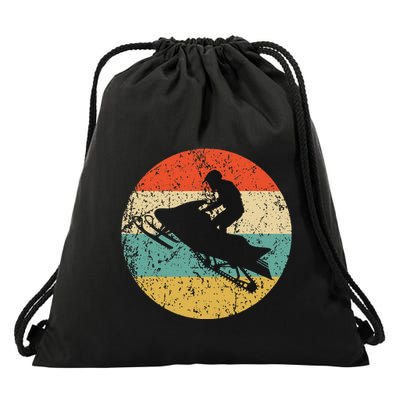 Snowmobile Retro Style Snowmobiling Drawstring Bag