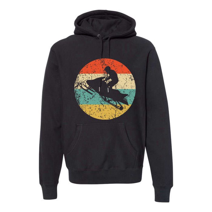 Snowmobile Retro Style Snowmobiling Premium Hoodie