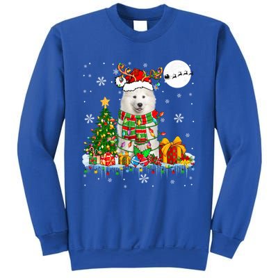 Santa Reindeer Samoyed Christmas Tree Lights Dog Lover Owner Cool Gift Sweatshirt