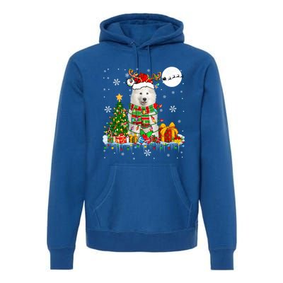 Santa Reindeer Samoyed Christmas Tree Lights Dog Lover Owner Cool Gift Premium Hoodie