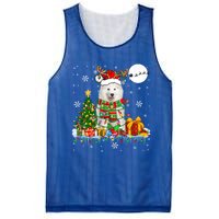 Santa Reindeer Samoyed Christmas Tree Lights Dog Lover Owner Cool Gift Mesh Reversible Basketball Jersey Tank