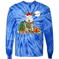 Santa Reindeer Samoyed Christmas Tree Lights Dog Lover Owner Cool Gift Tie-Dye Long Sleeve Shirt