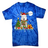 Santa Reindeer Samoyed Christmas Tree Lights Dog Lover Owner Cool Gift Tie-Dye T-Shirt