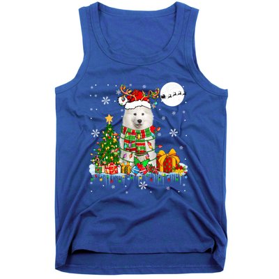 Santa Reindeer Samoyed Christmas Tree Lights Dog Lover Owner Cool Gift Tank Top