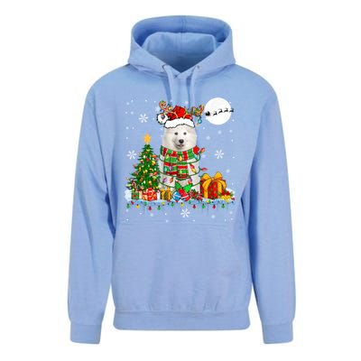 Santa Reindeer Samoyed Christmas Tree Lights Dog Lover Owner Cool Gift Unisex Surf Hoodie