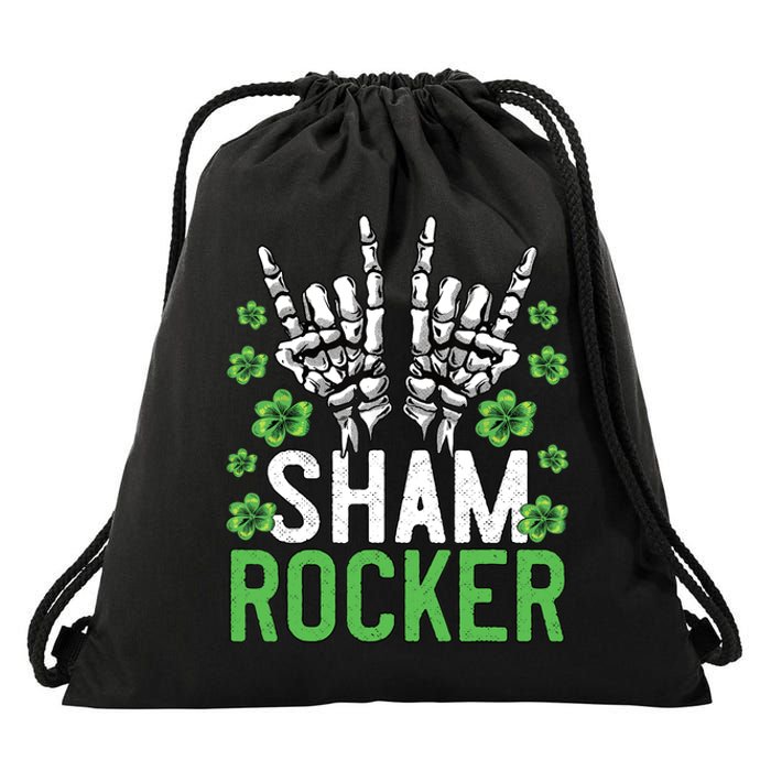 Sham Rocker St Patricks Day Outfit For Rock Fans Drawstring Bag