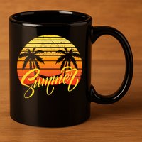 Summer Retro Sunset Tropical 11oz C Handle Ceramic Mug