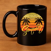 Summer Retro Sunset Tropical 11oz C Handle Ceramic Mug