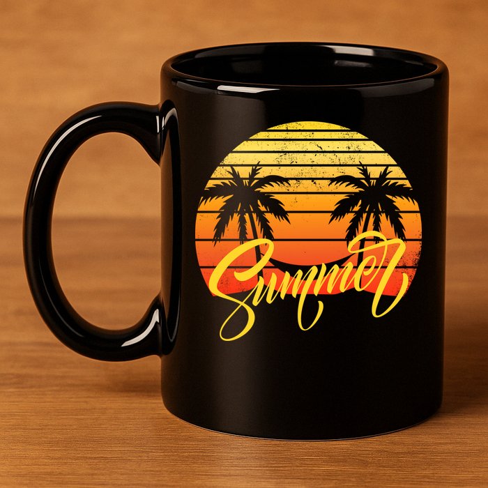 Summer Retro Sunset Tropical 11oz C Handle Ceramic Mug