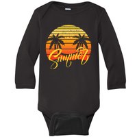 Summer Retro Sunset Tropical Baby Long Sleeve Bodysuit