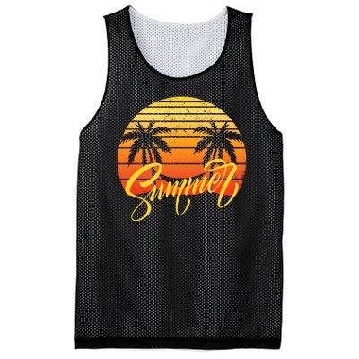 Summer Retro Sunset Tropical Mesh Reversible Basketball Jersey Tank