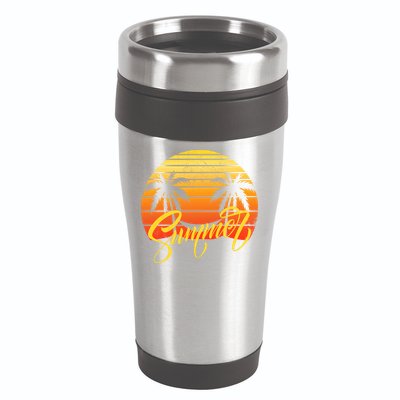 Summer Retro Sunset Tropical 16oz Travel Tumbler