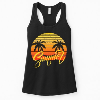 Summer Retro Sunset Tropical Womens Tank Top