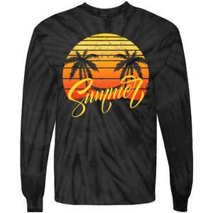 Summer Retro Sunset Tropical Tie-Dye Long Sleeve Shirt