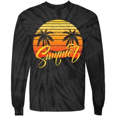 Summer Retro Sunset Tropical Tie-Dye Long Sleeve Shirt
