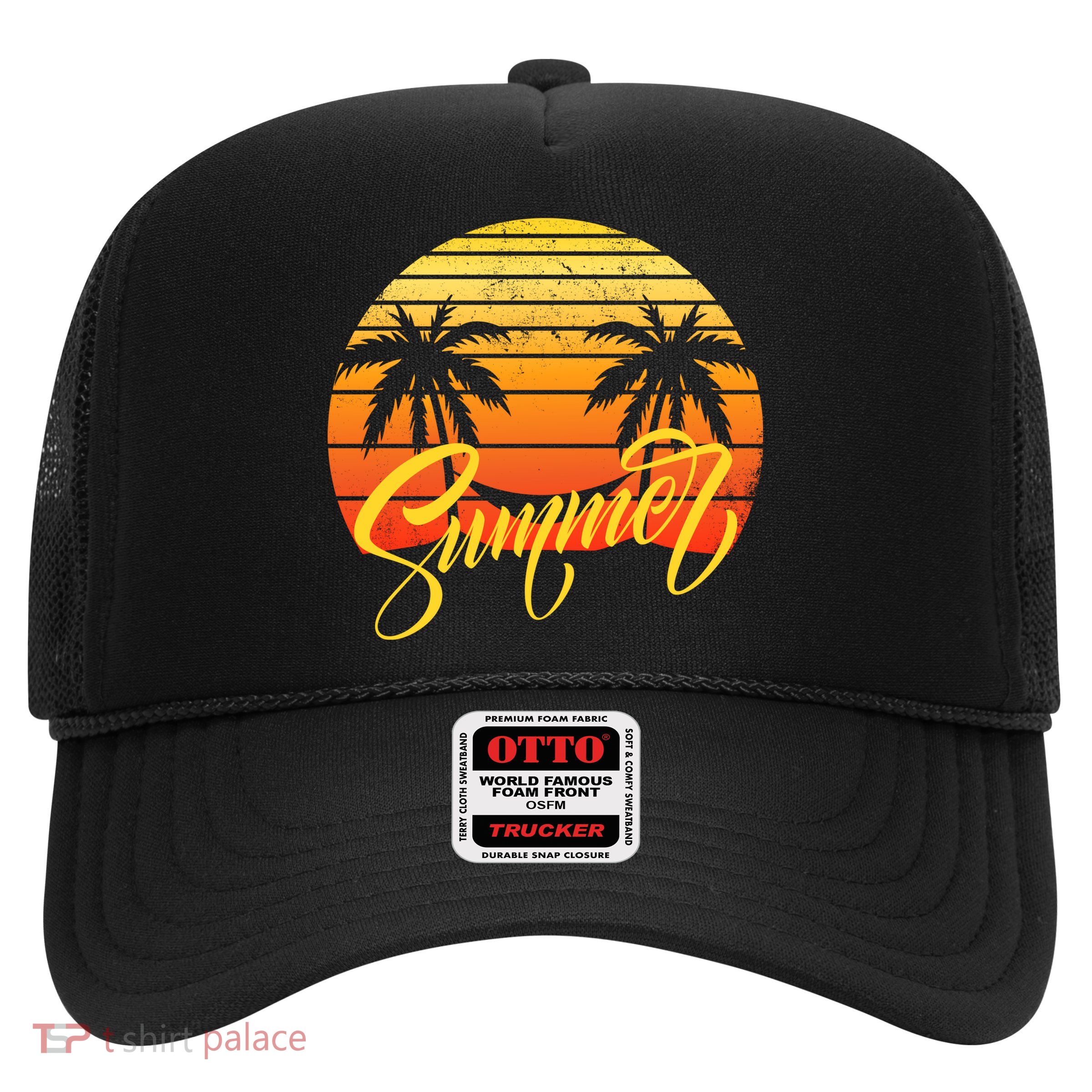 Summer Retro Sunset Tropical Trucker Hat