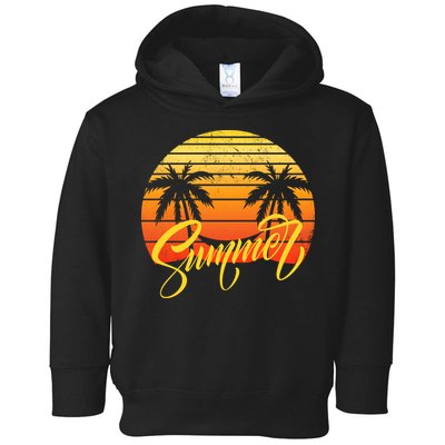 Summer Retro Sunset Tropical Toddler Hoodie