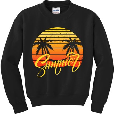 Summer Retro Sunset Tropical Kids Sweatshirt