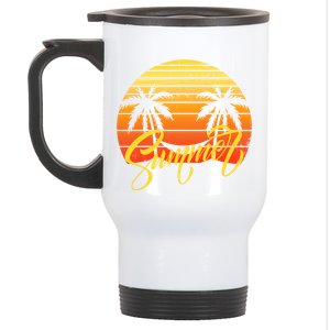 Summer Retro Sunset Tropical Stainless Steel Travel Mug