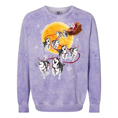 Santa Ride Sleigh Siberian Husky Christmas Dog Lover Gift Cool Gift Colorblast Crewneck Sweatshirt