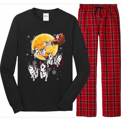 Santa Ride Sleigh Siberian Husky Christmas Dog Lover Gift Cool Gift Long Sleeve Pajama Set