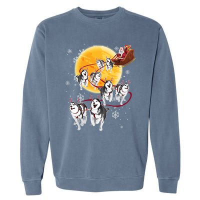 Santa Ride Sleigh Siberian Husky Christmas Dog Lover Gift Cool Gift Garment-Dyed Sweatshirt