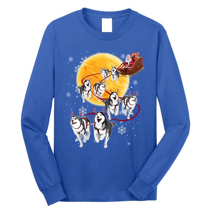 Santa Ride Sleigh Siberian Husky Christmas Dog Lover Gift Cool Gift Long Sleeve Shirt