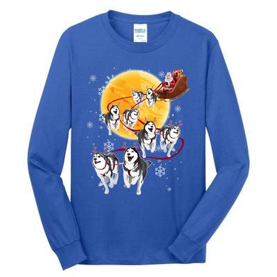 Santa Ride Sleigh Siberian Husky Christmas Dog Lover Gift Cool Gift Tall Long Sleeve T-Shirt