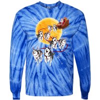 Santa Ride Sleigh Siberian Husky Christmas Dog Lover Gift Cool Gift Tie-Dye Long Sleeve Shirt