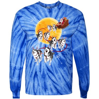 Santa Ride Sleigh Siberian Husky Christmas Dog Lover Gift Cool Gift Tie-Dye Long Sleeve Shirt