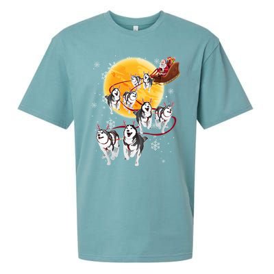 Santa Ride Sleigh Siberian Husky Christmas Dog Lover Gift Cool Gift Sueded Cloud Jersey T-Shirt