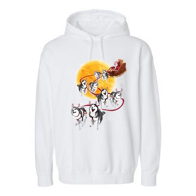 Santa Ride Sleigh Siberian Husky Christmas Dog Lover Gift Cool Gift Garment-Dyed Fleece Hoodie