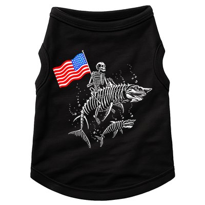 Skeleton Ride Shark 4th Of July Doggie Tank