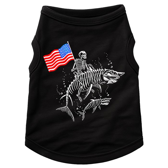 Skeleton Ride Shark 4th Of July Doggie Tank