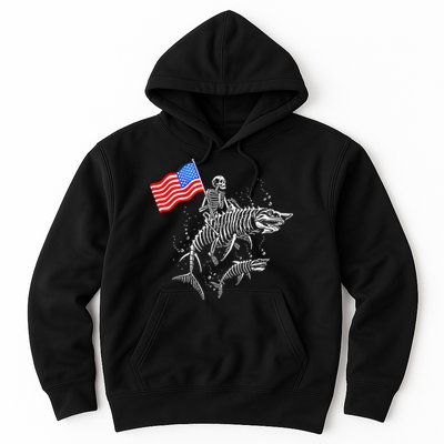 Skeleton Ride Shark 4th Of July Hoodie