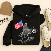 Skeleton Ride Shark 4th Of July Hoodie