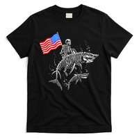 Skeleton Ride Shark 4th Of July T-Shirt