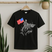 Skeleton Ride Shark 4th Of July T-Shirt