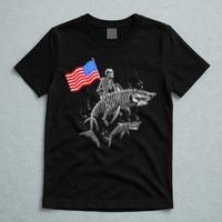 Skeleton Ride Shark 4th Of July T-Shirt