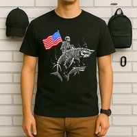 Skeleton Ride Shark 4th Of July T-Shirt