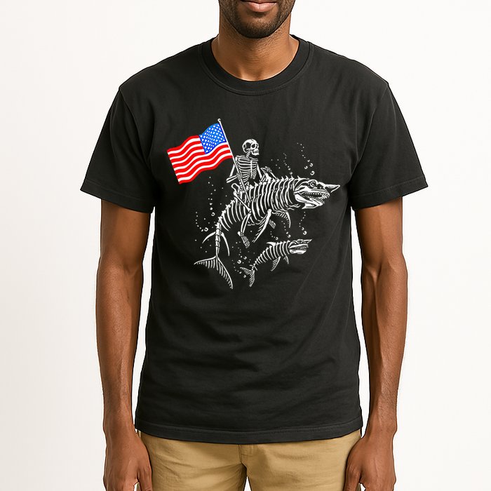 Skeleton Ride Shark 4th Of July Tall T-Shirt